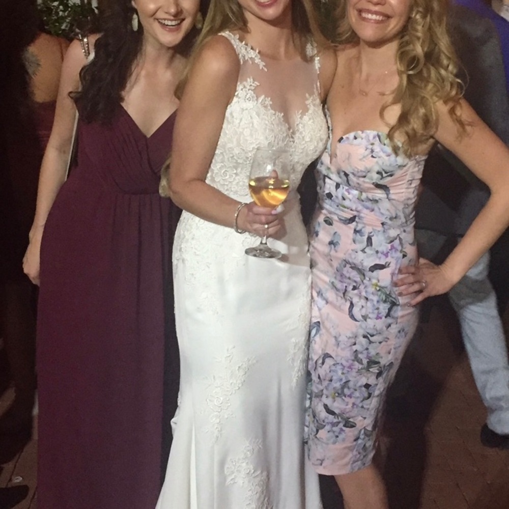 Pink floral ASOS strapless dress